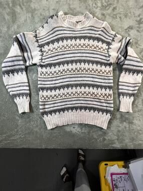 Vintage 80s Benetton Pure Shetland Wool Fair Isle Sweater Made in Italy
